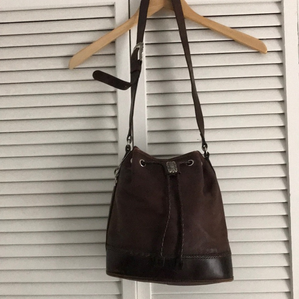 Fossil Brown Leather Bucket Bag. Genuine leather